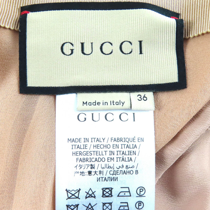 Excellent GUCCI Pleated skirt Chiffon Long pink beige silk Women 36 652774