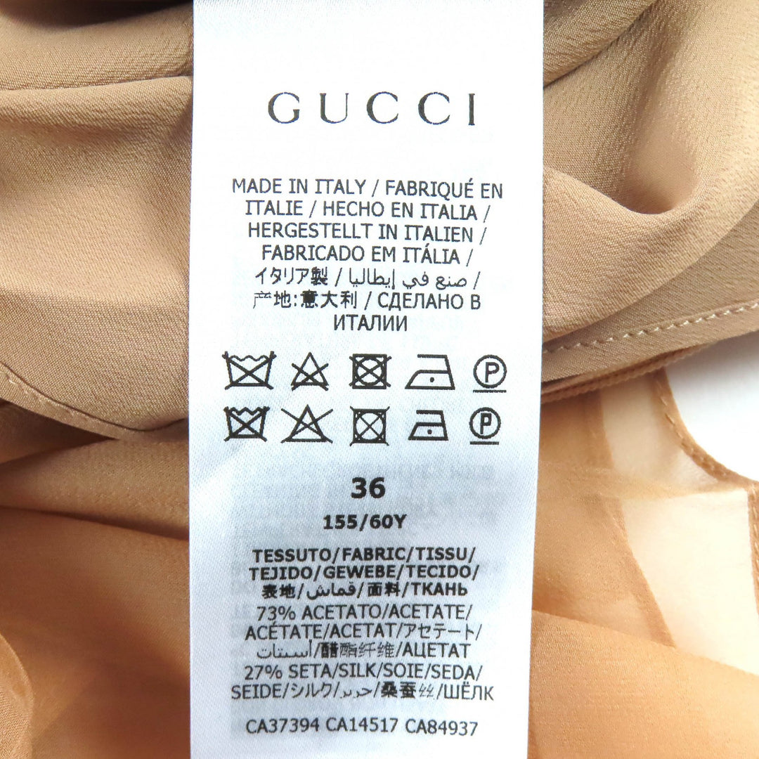 Excellent GUCCI Pleated skirt Chiffon Long pink beige silk Women 36 652774