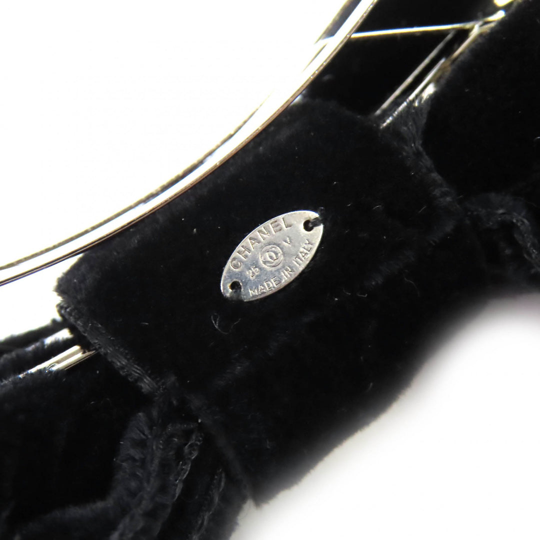 Excellent CHANEL COCO Mark Velour Ribbon Barrette Hair Accessory 25V AA8557
