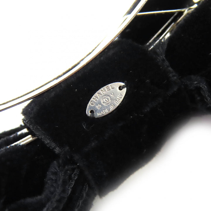 Excellent CHANEL COCO Mark Velour Ribbon Barrette Hair Accessory 25V AA8557