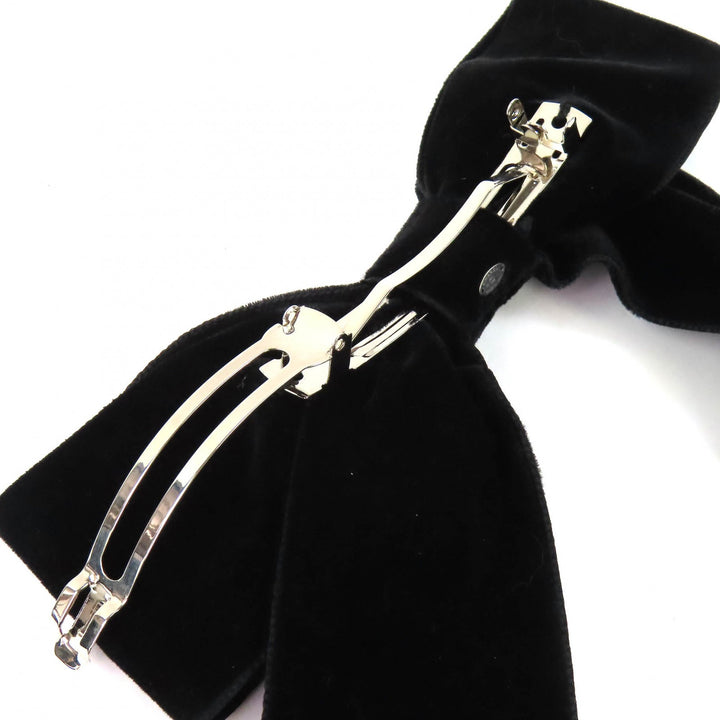 Excellent CHANEL COCO Mark Velour Ribbon Barrette Hair Accessory 25V AA8557