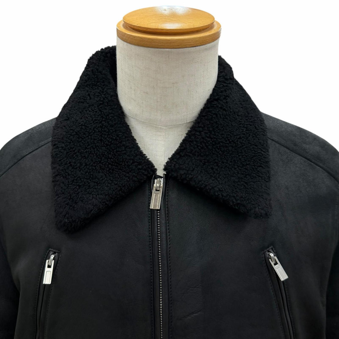 Great HERMES Mouton jacket double zip up black Mouton mens 50 H443400HF0250