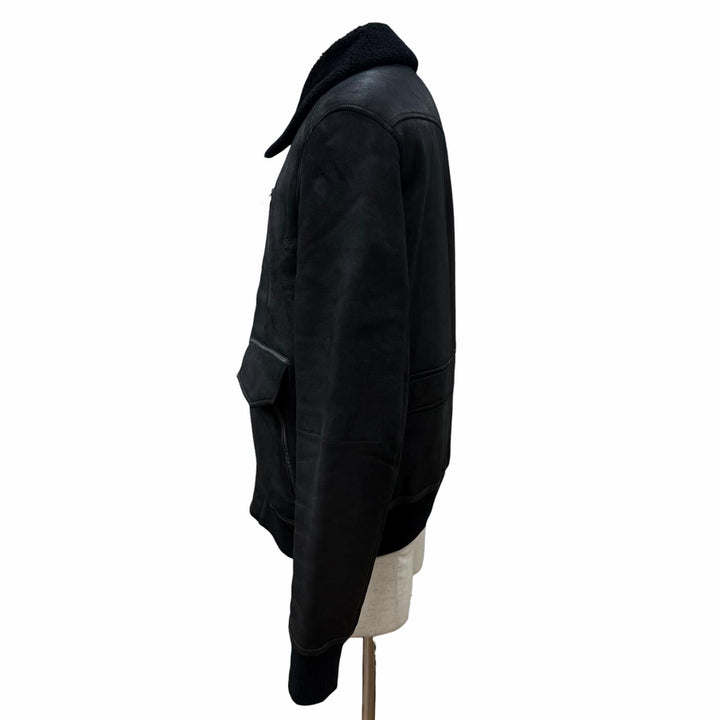 Great HERMES Mouton jacket double zip up black Mouton mens 50 H443400HF0250