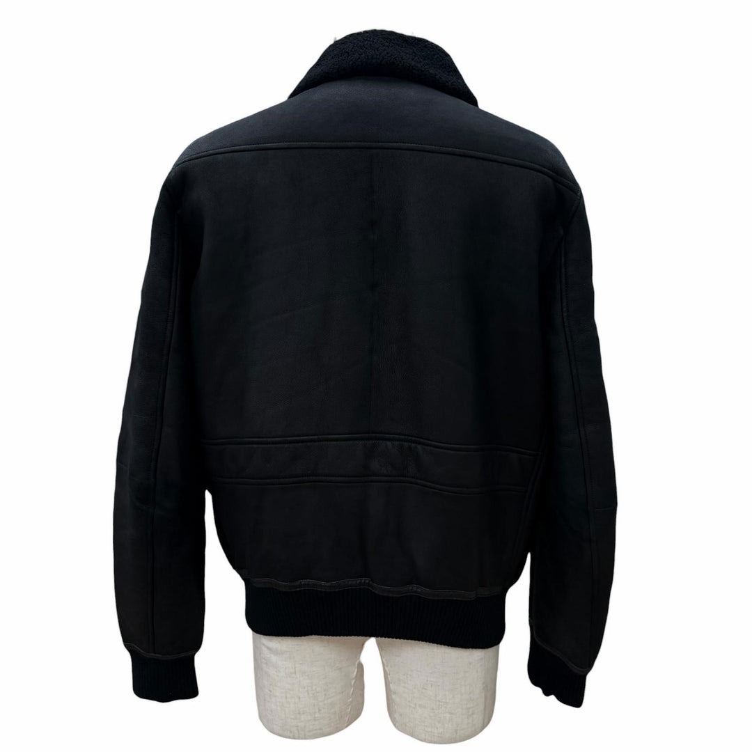 Great HERMES Mouton jacket double zip up black Mouton mens 50 H443400HF0250