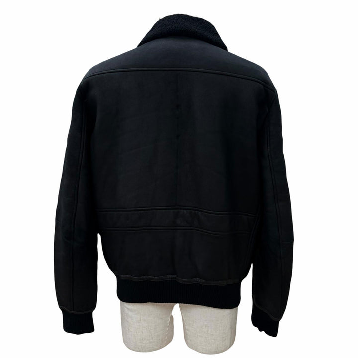 Great HERMES Mouton jacket double zip up black Mouton mens 50 H443400HF0250