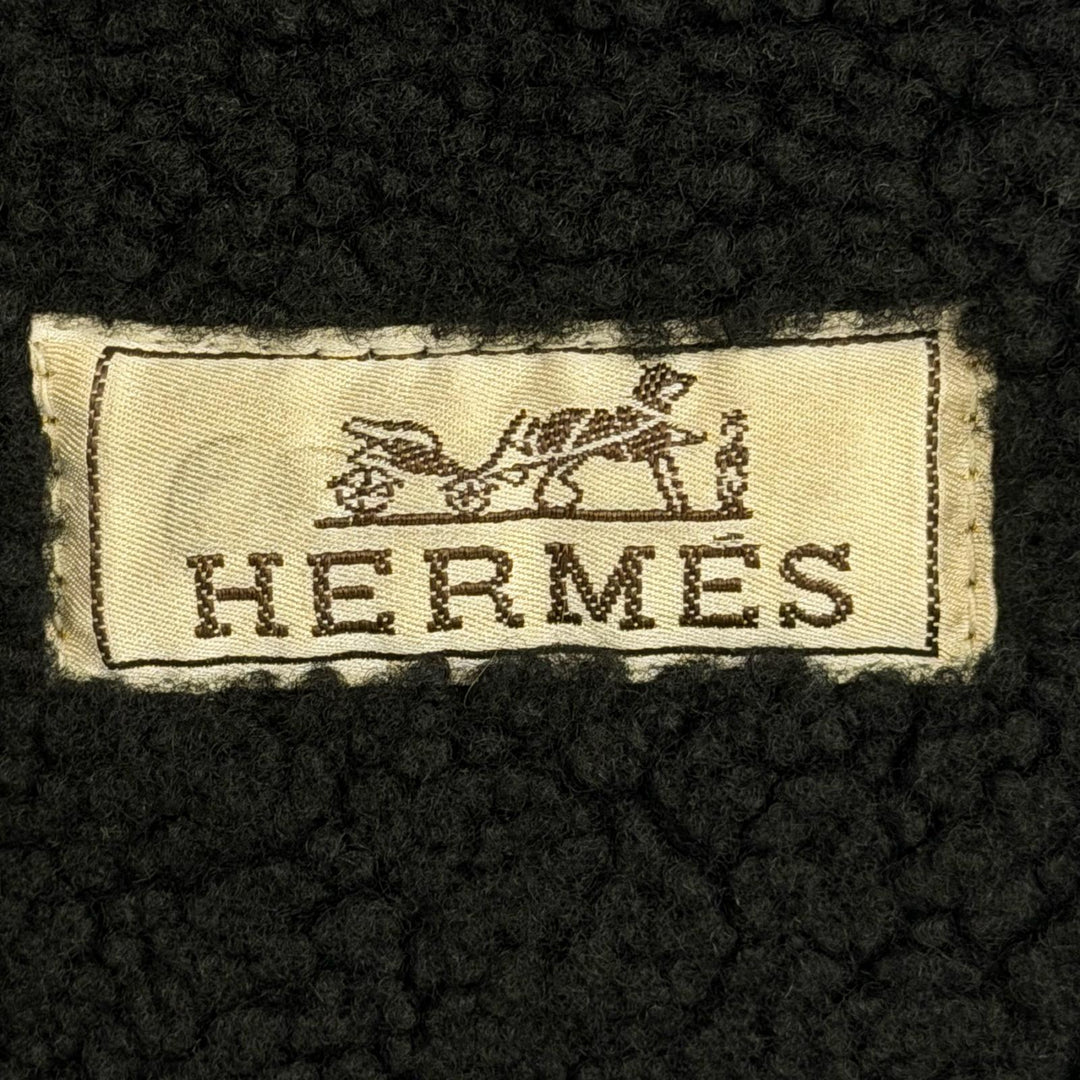 Great HERMES Mouton jacket double zip up black Mouton mens 50 H443400HF0250