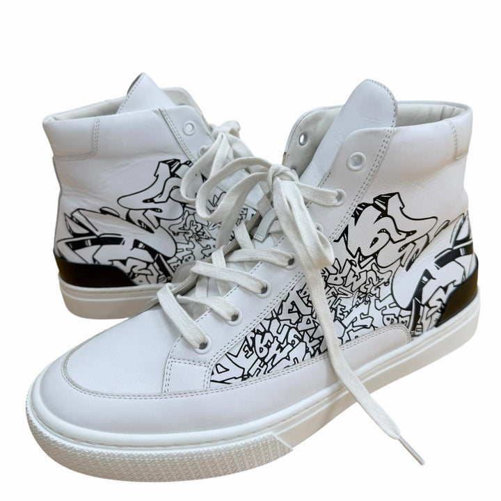Excellent HERMES High cut sneakers DISTRICT white leather mens 41 221906