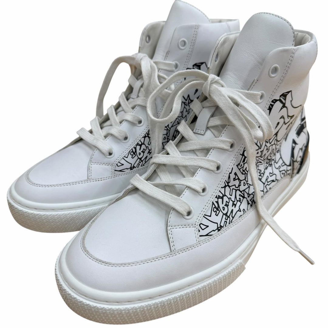 Excellent HERMES High cut sneakers DISTRICT white leather mens 41 221906