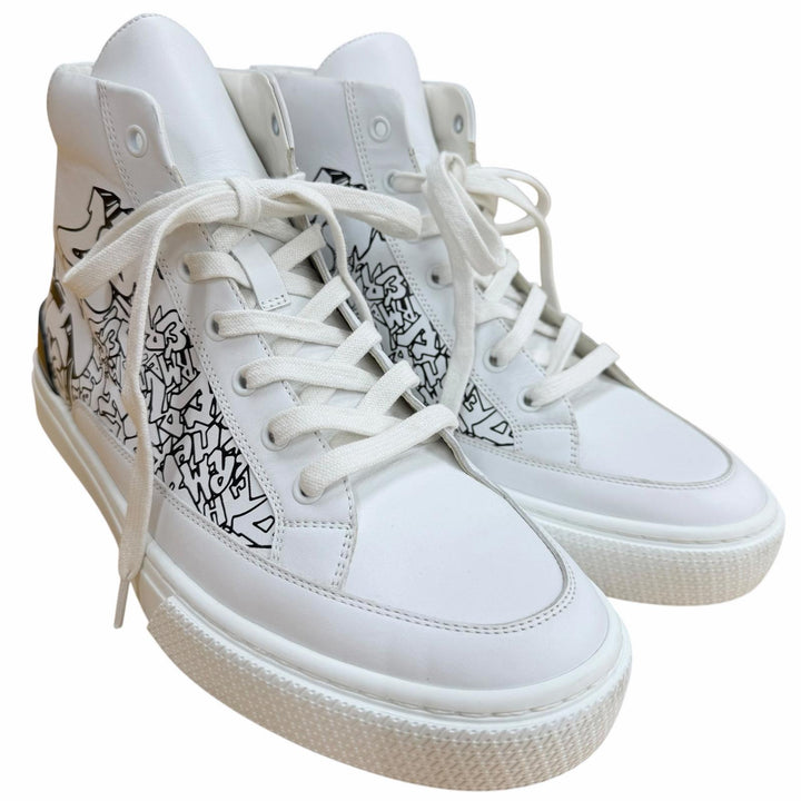 Excellent HERMES High cut sneakers DISTRICT white leather mens 41 221906