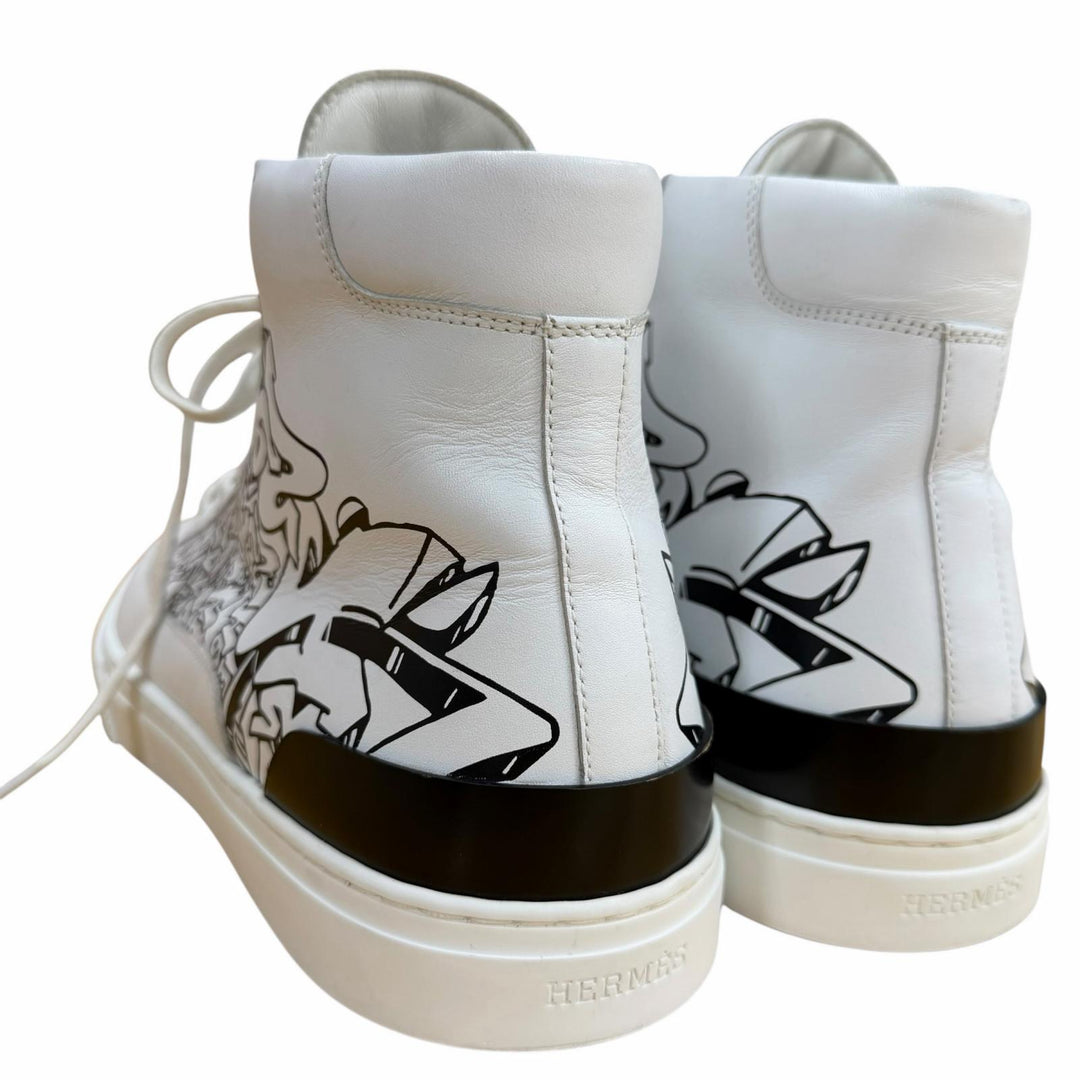 Excellent HERMES High cut sneakers DISTRICT white leather mens 41 221906