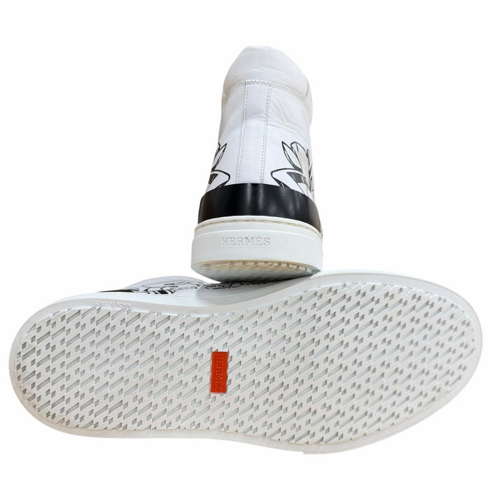 Excellent HERMES High cut sneakers DISTRICT white leather mens 41 221906