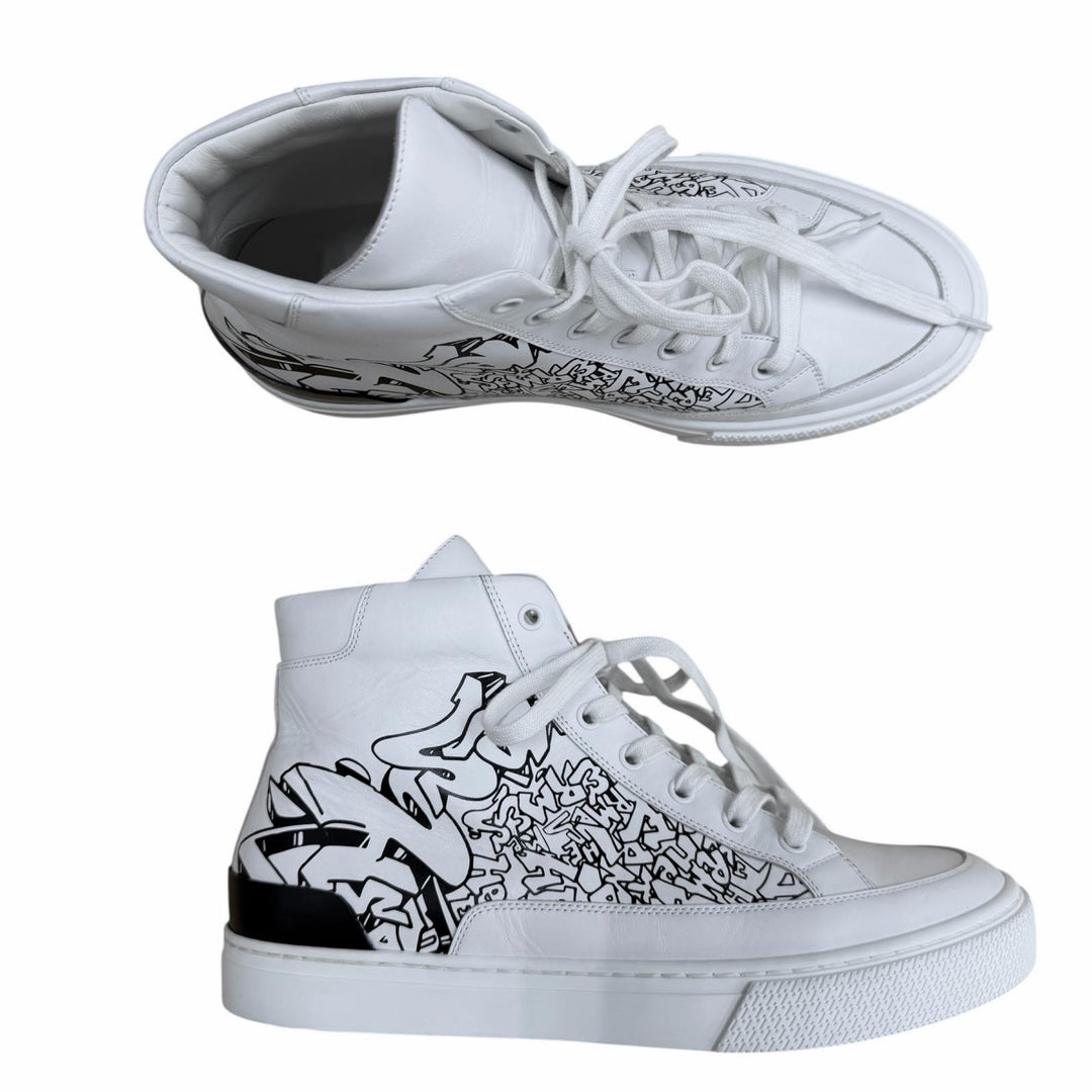 Excellent HERMES High cut sneakers DISTRICT white leather mens 41 221906