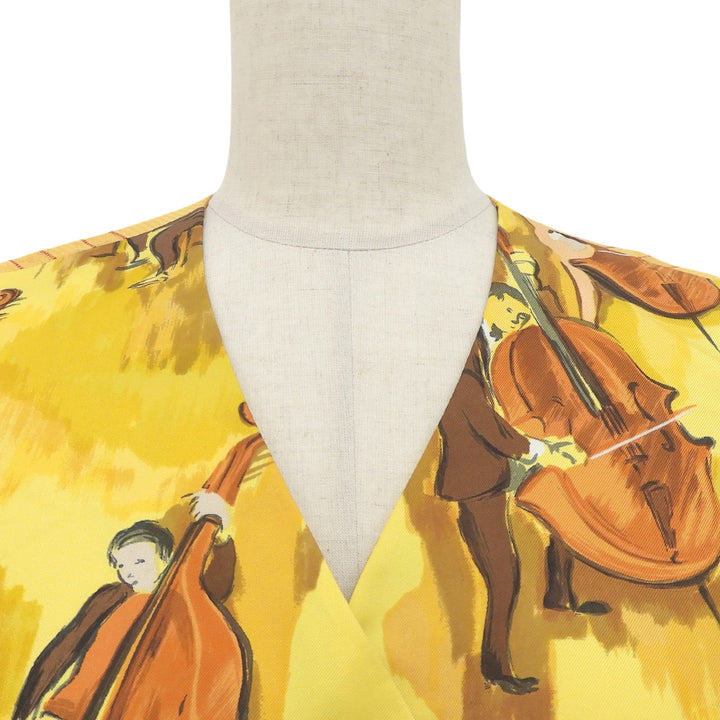 Excellent HERMES Best Concerto yellow silk Women 40