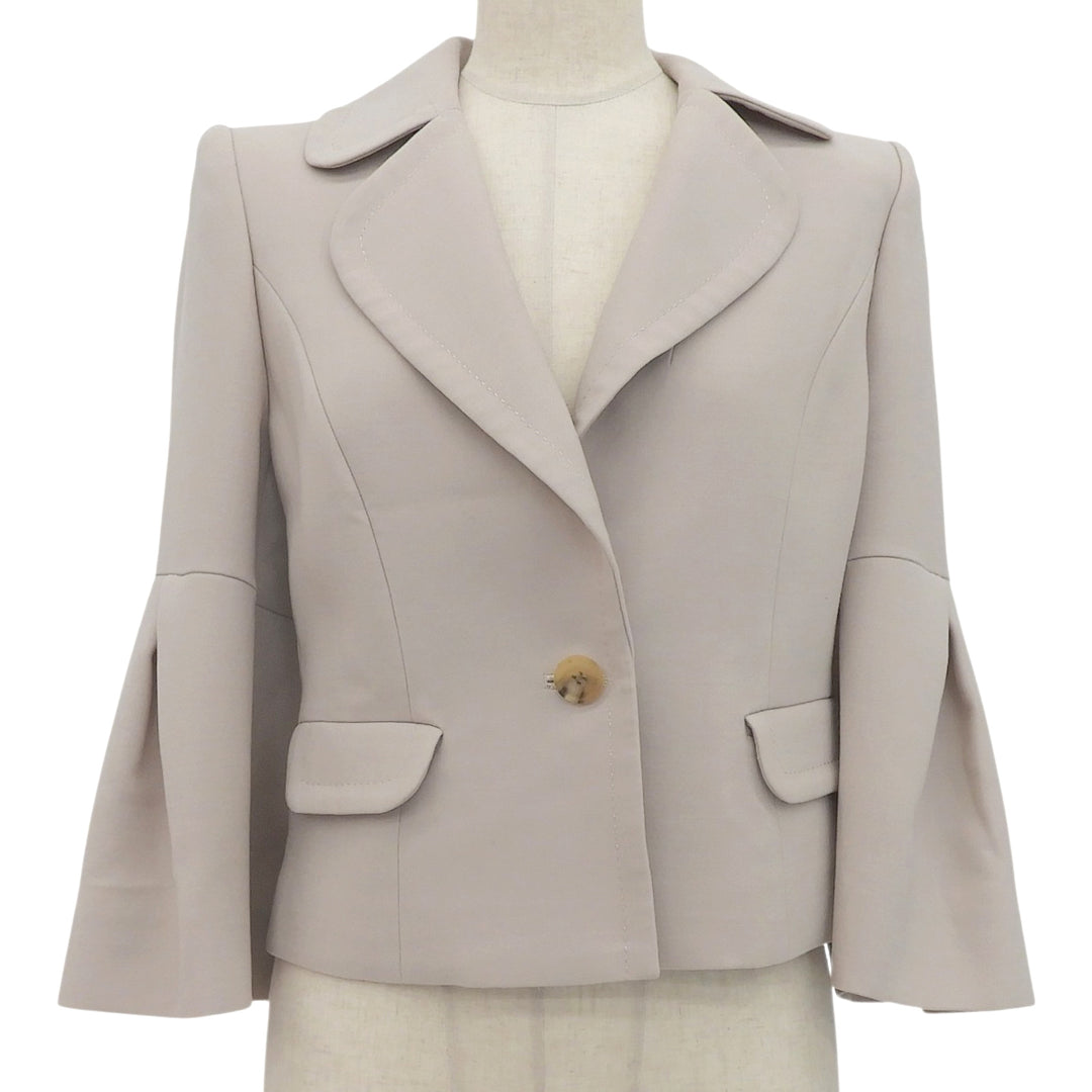Great FOXEY BOUTIQUE tailored jacket flared sleeve beige wool Women 38 37620