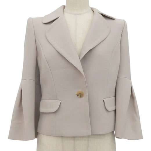 Great FOXEY BOUTIQUE tailored jacket flared sleeve beige wool Women 38 37620