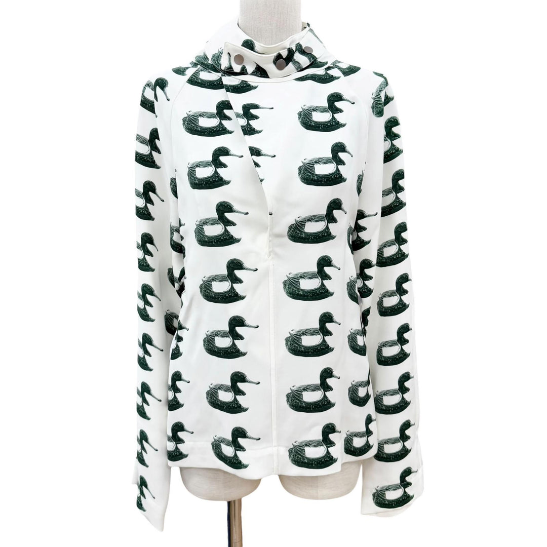 Pristine BURBERRY blouse Waterbird Long Sleeve white Viscose Women 34 8077344