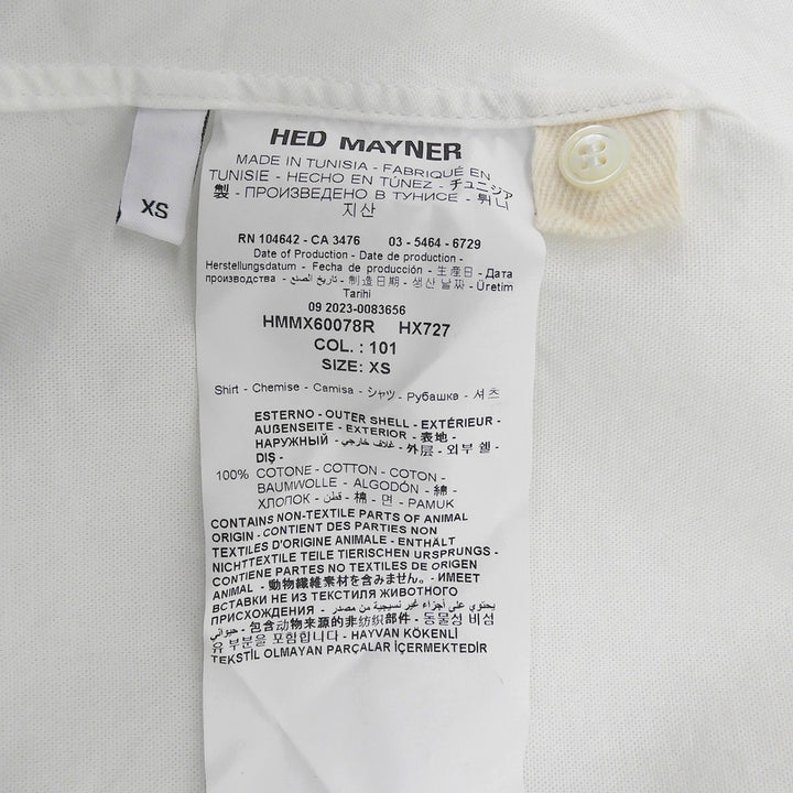 Excellent HED MAYNER Long sleeve shirt white cotton mens XS HMMX60078R