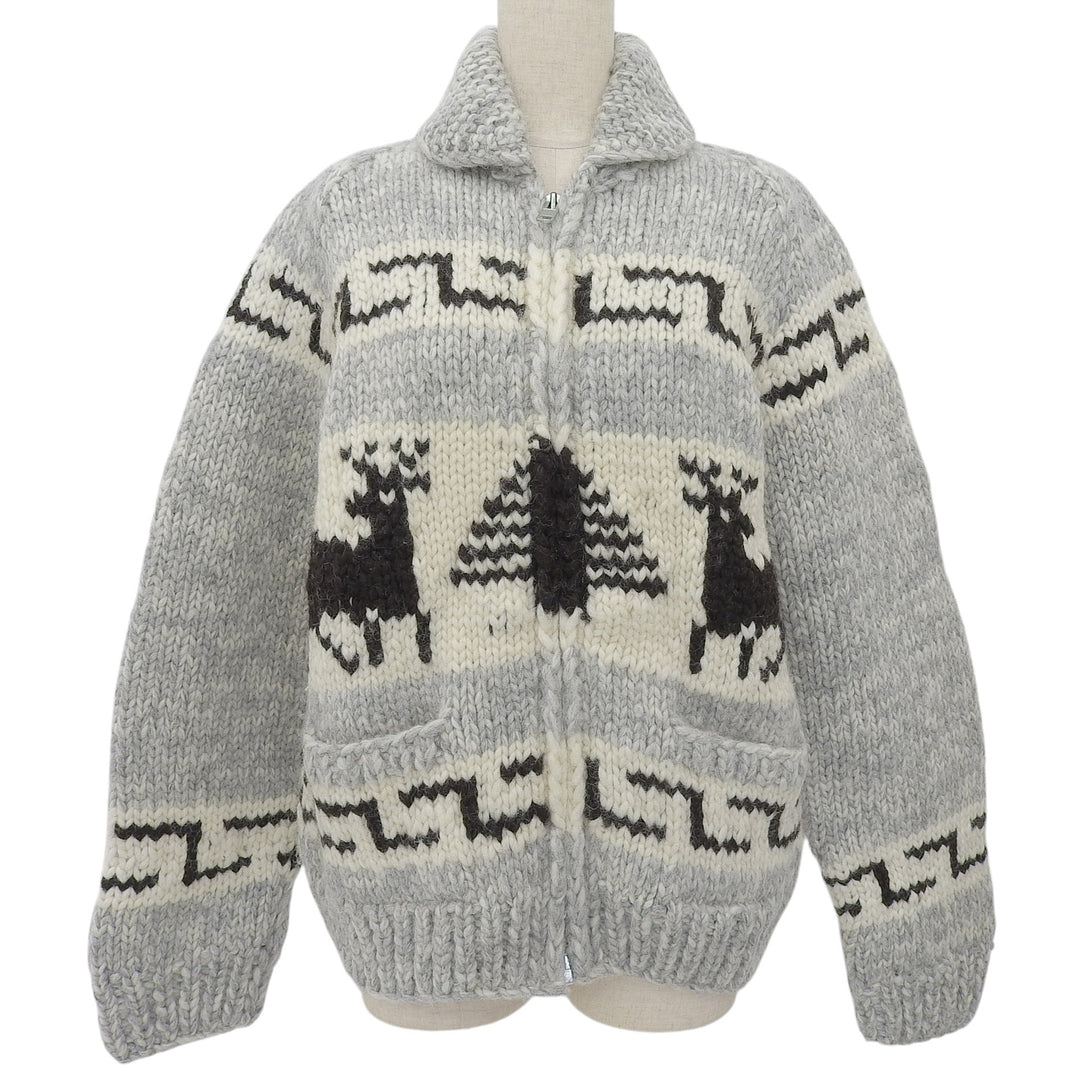 Great KANATA knit Nordic Zip-Up Long-Sleeve Cowichan gray wool mens