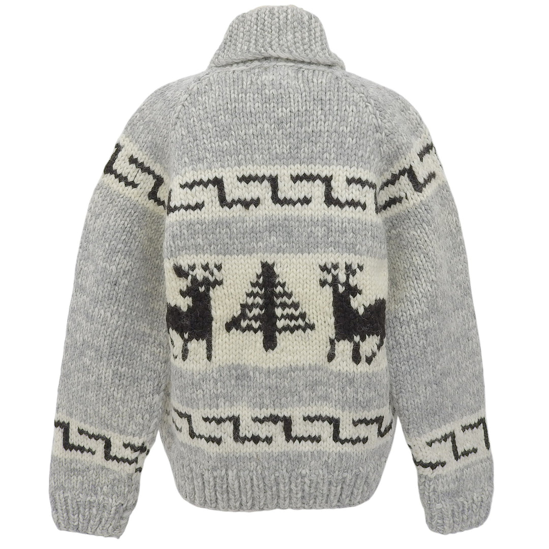 Great KANATA knit Nordic Zip-Up Long-Sleeve Cowichan gray wool mens