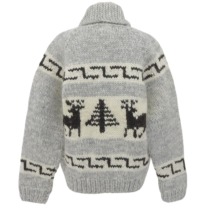 Great KANATA knit Nordic Zip-Up Long-Sleeve Cowichan gray wool mens