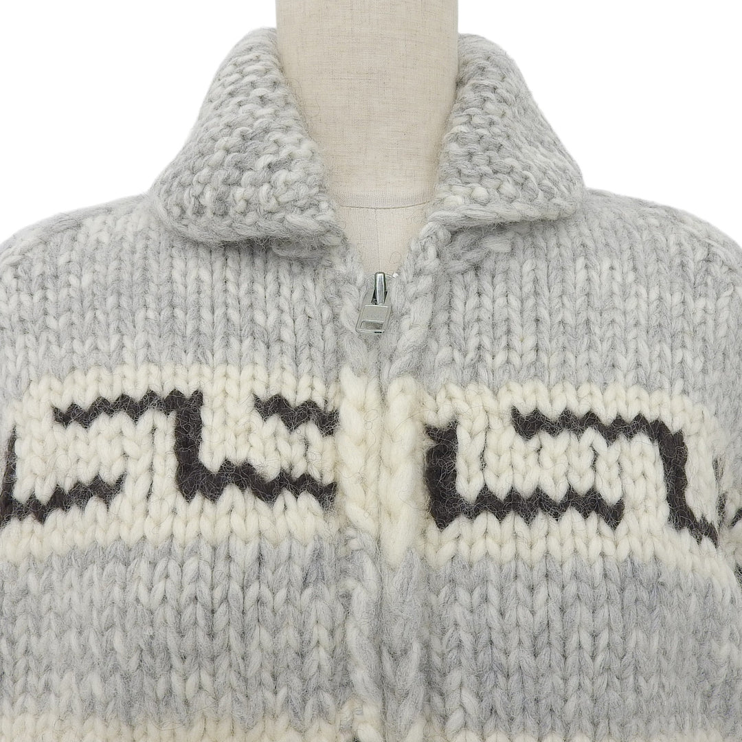 Great KANATA knit Nordic Zip-Up Long-Sleeve Cowichan gray wool mens