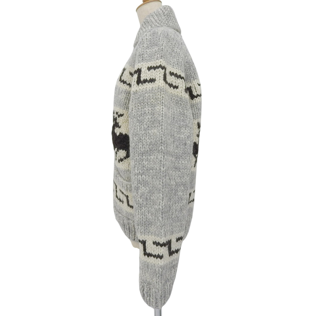 Great KANATA knit Nordic Zip-Up Long-Sleeve Cowichan gray wool mens