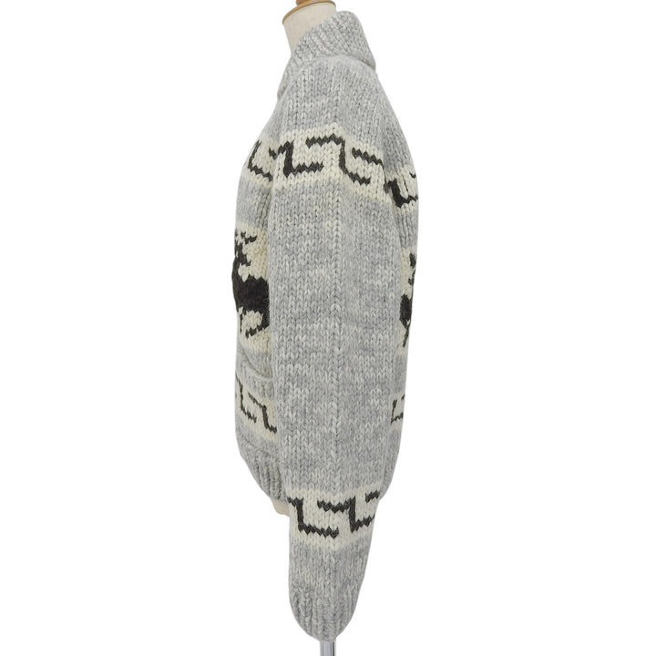 Great KANATA knit Nordic Zip-Up Long-Sleeve Cowichan gray wool mens