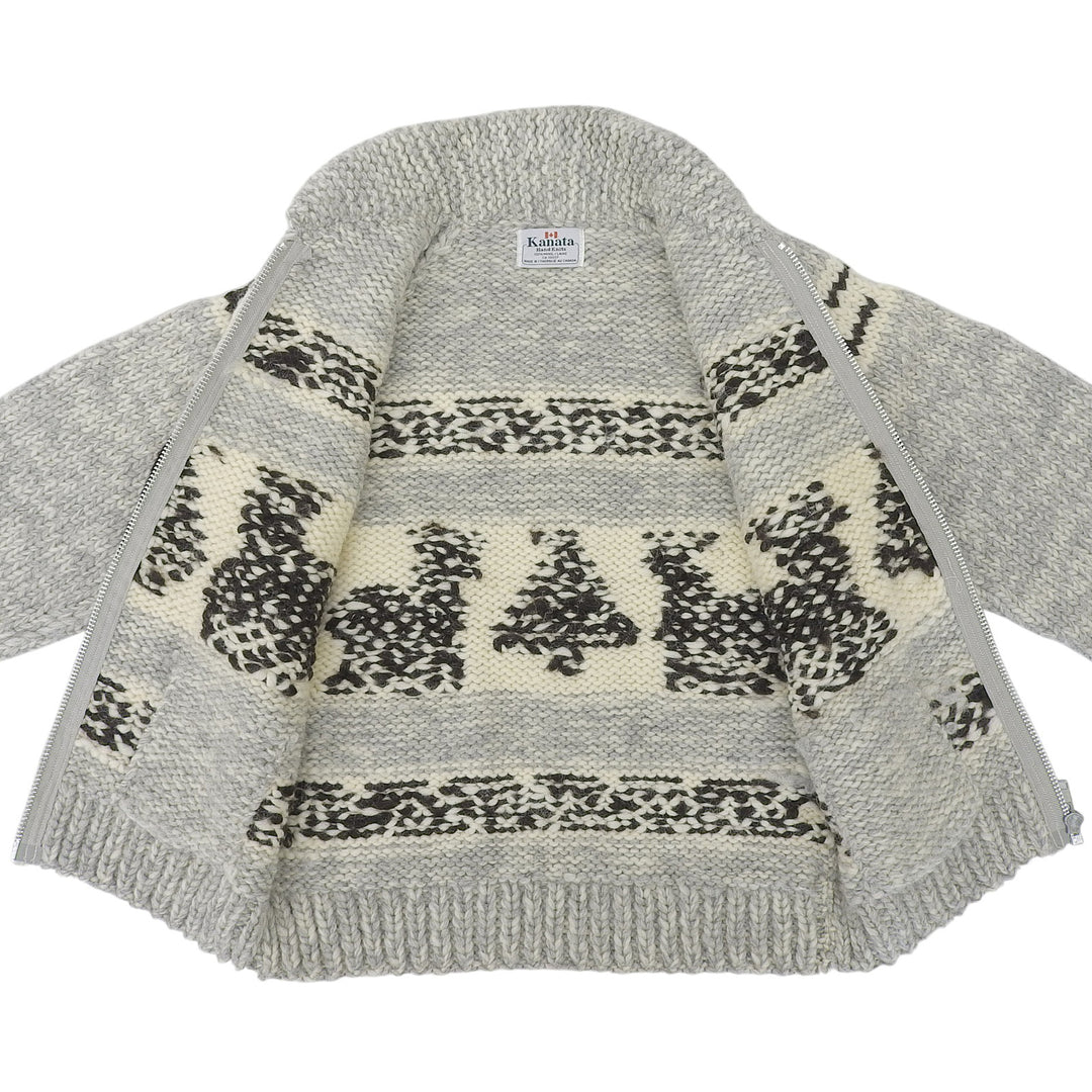 Great KANATA knit Nordic Zip-Up Long-Sleeve Cowichan gray wool mens