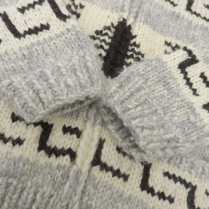 Great KANATA knit Nordic Zip-Up Long-Sleeve Cowichan gray wool mens