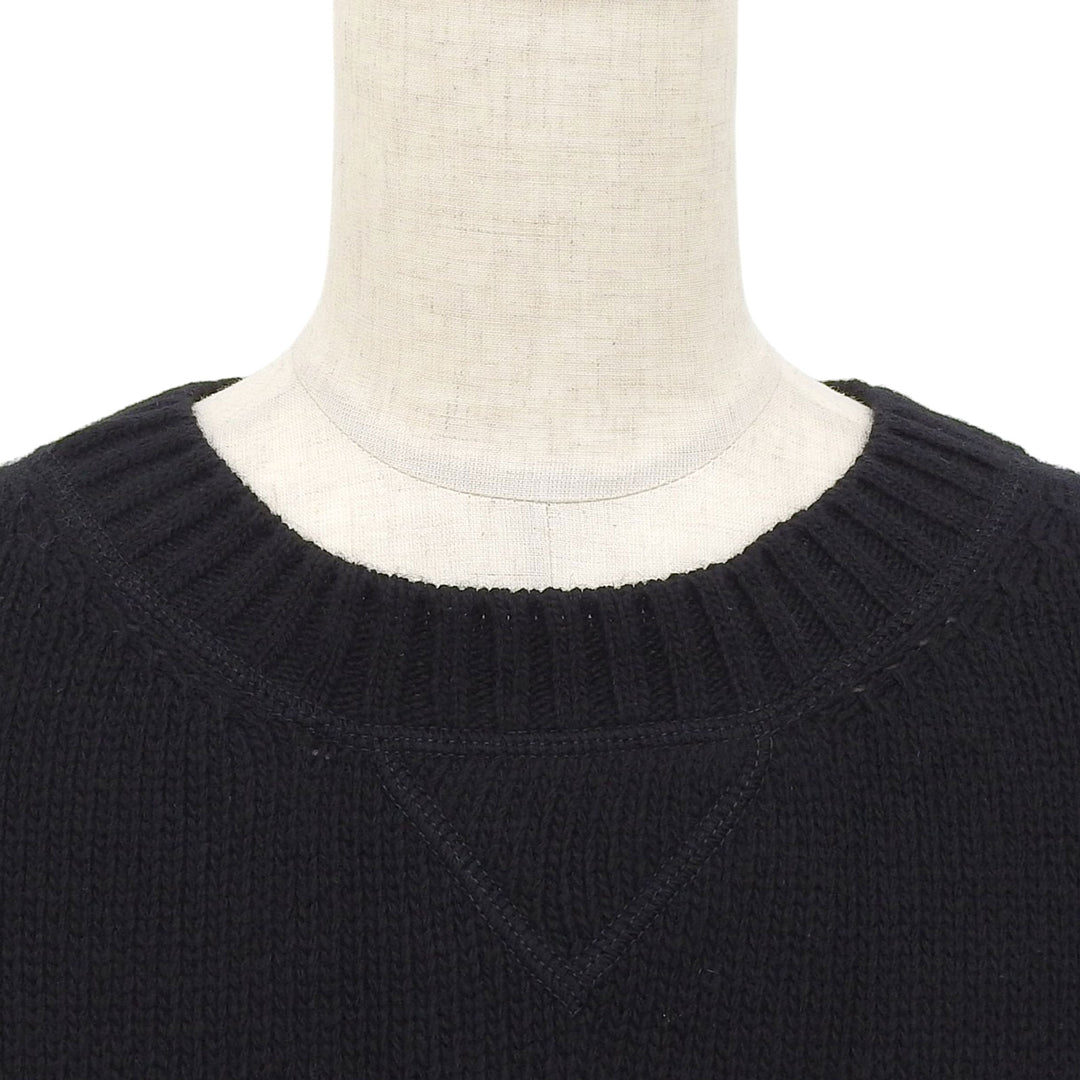 Great PRADA knit Crew neck logo knit sweater black wool Women 40 P2461V