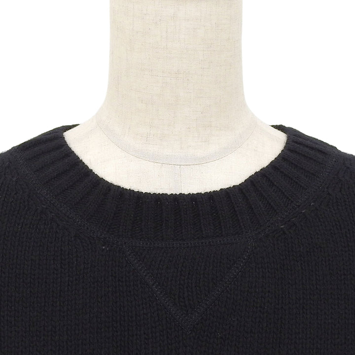 Great PRADA knit Crew neck logo knit sweater black wool Women 40 P2461V