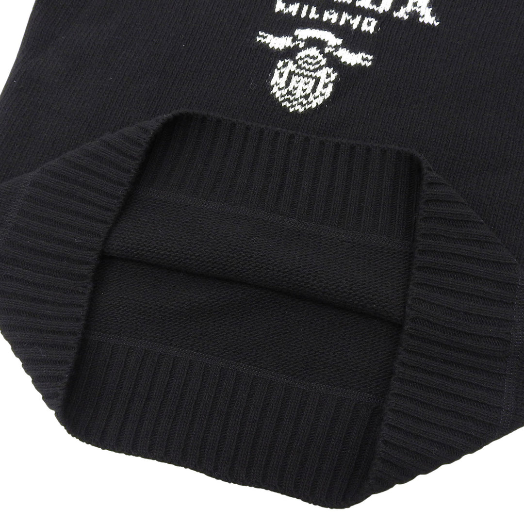 Great PRADA knit Crew neck logo knit sweater black wool Women 40 P2461V