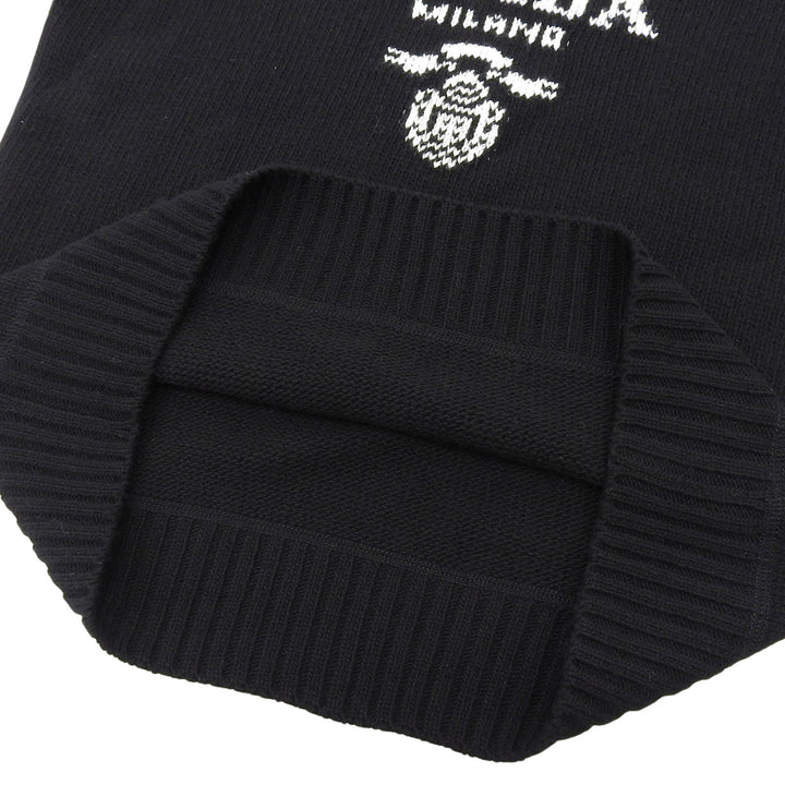 Great PRADA knit Crew neck logo knit sweater black wool Women 40 P2461V
