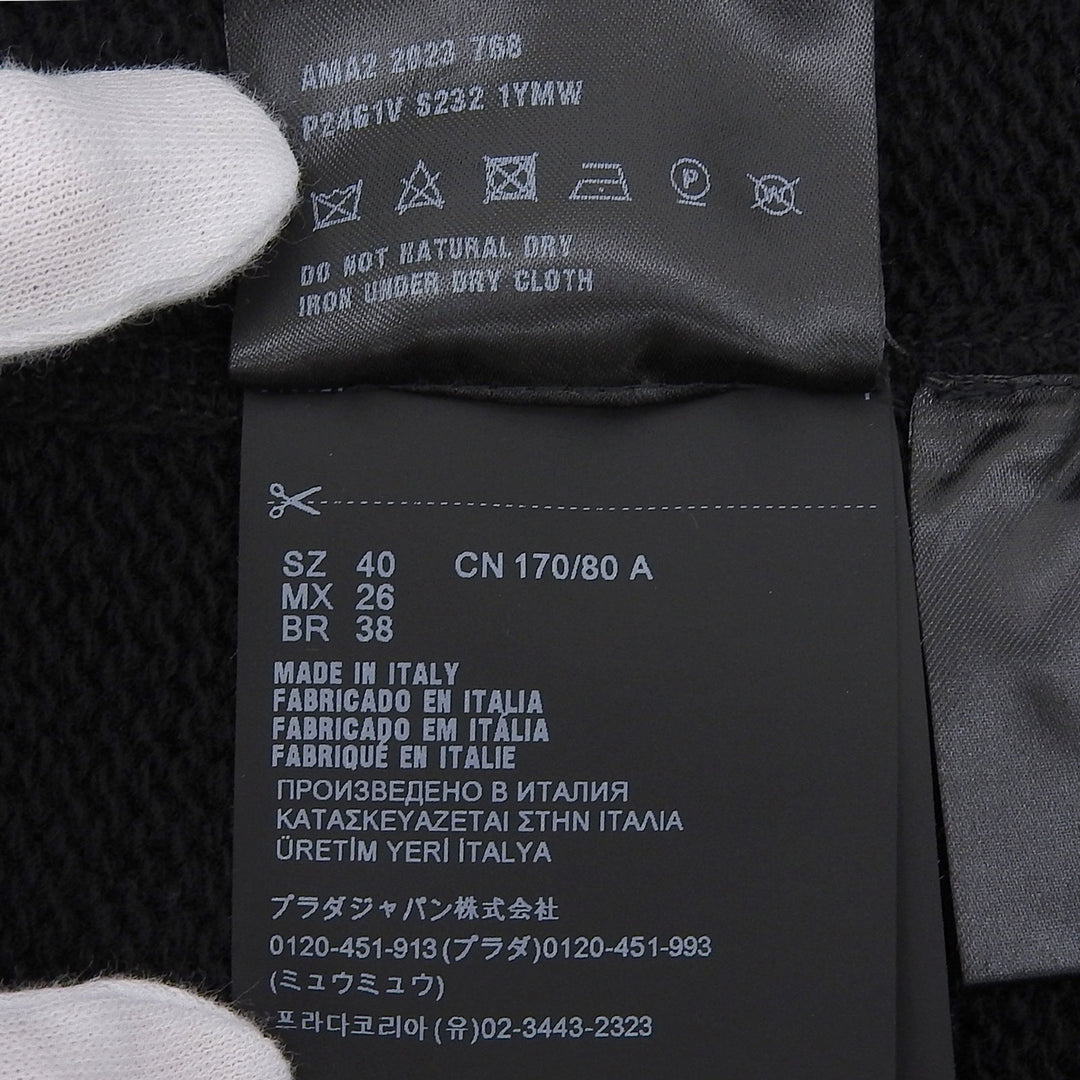 Great PRADA knit Crew neck logo knit sweater black wool Women 40 P2461V