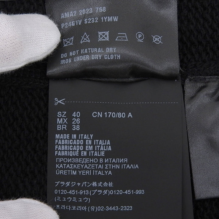 Great PRADA knit Crew neck logo knit sweater black wool Women 40 P2461V