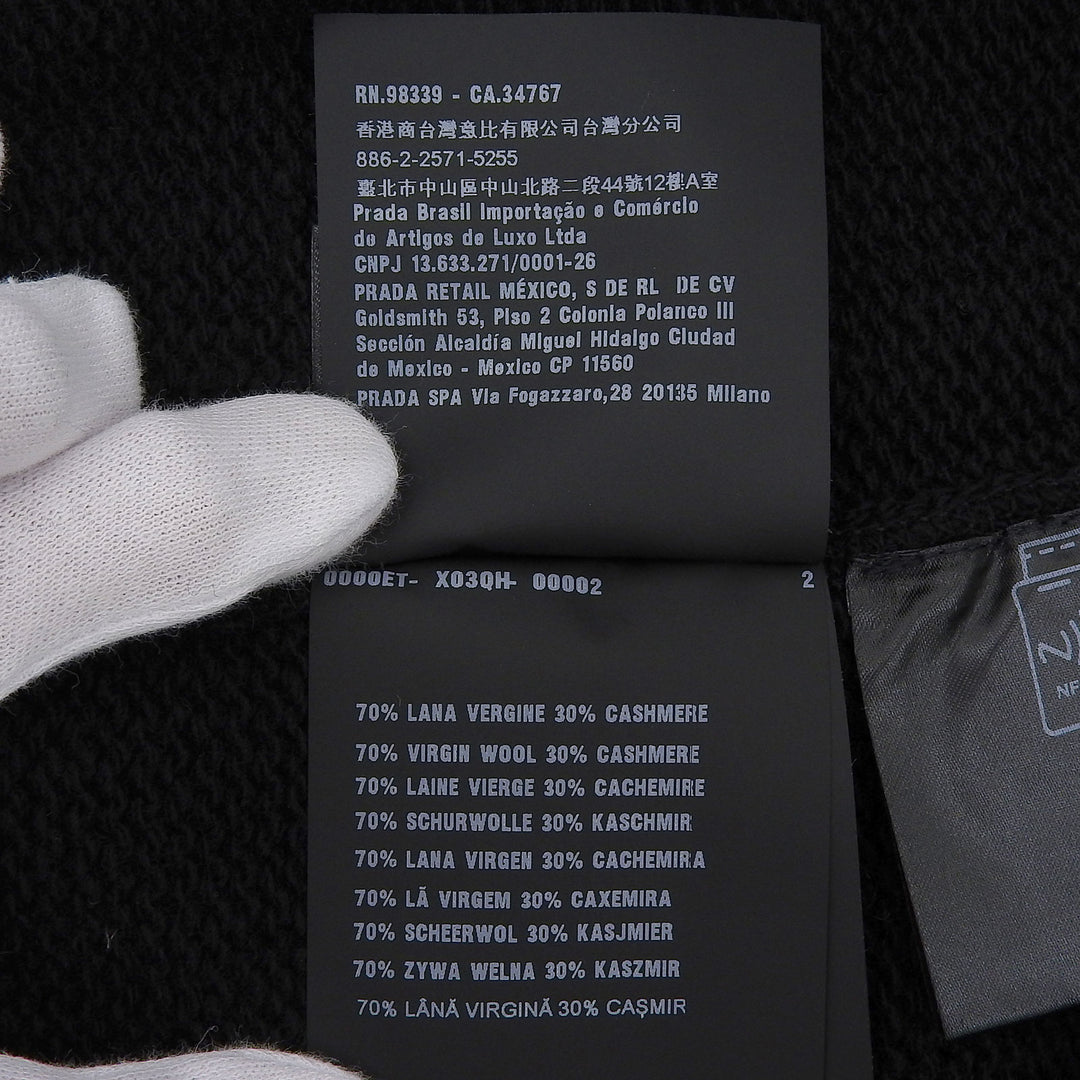 Great PRADA knit Crew neck logo knit sweater black wool Women 40 P2461V