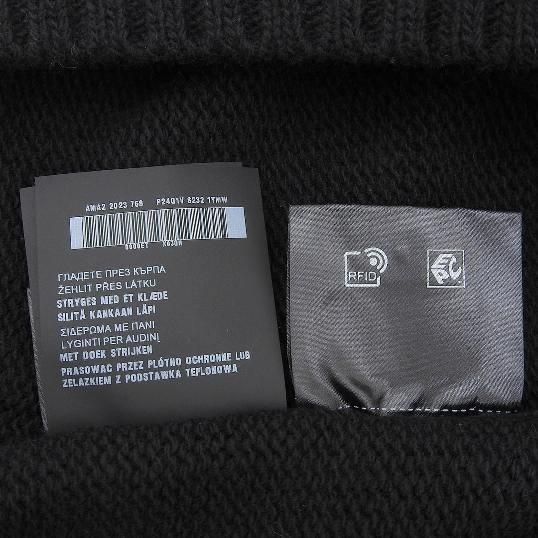 Great PRADA knit Crew neck logo knit sweater black wool Women 40 P2461V