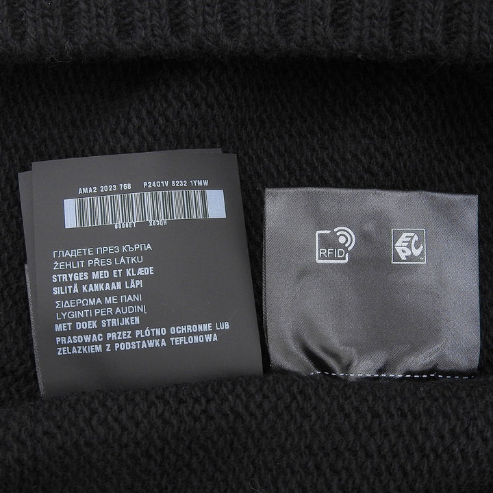Great PRADA knit Crew neck logo knit sweater black wool Women 40 P2461V