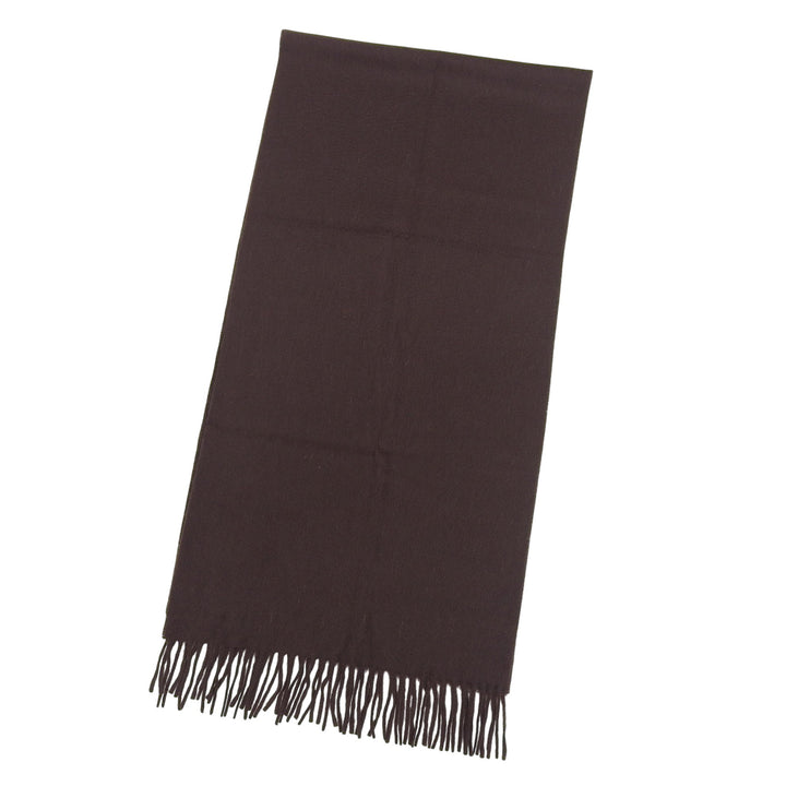 Pristine HERMES Scarf Recto Verso Logo embroidery Brown cashmere Women