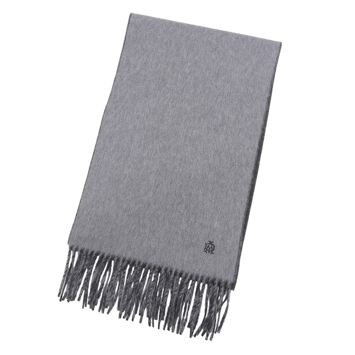Pristine Dunhill Scarf 100% fringed logo embroidery gray cashmere mens