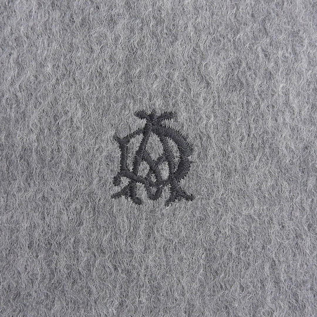 Pristine Dunhill Scarf 100% fringed logo embroidery gray cashmere mens