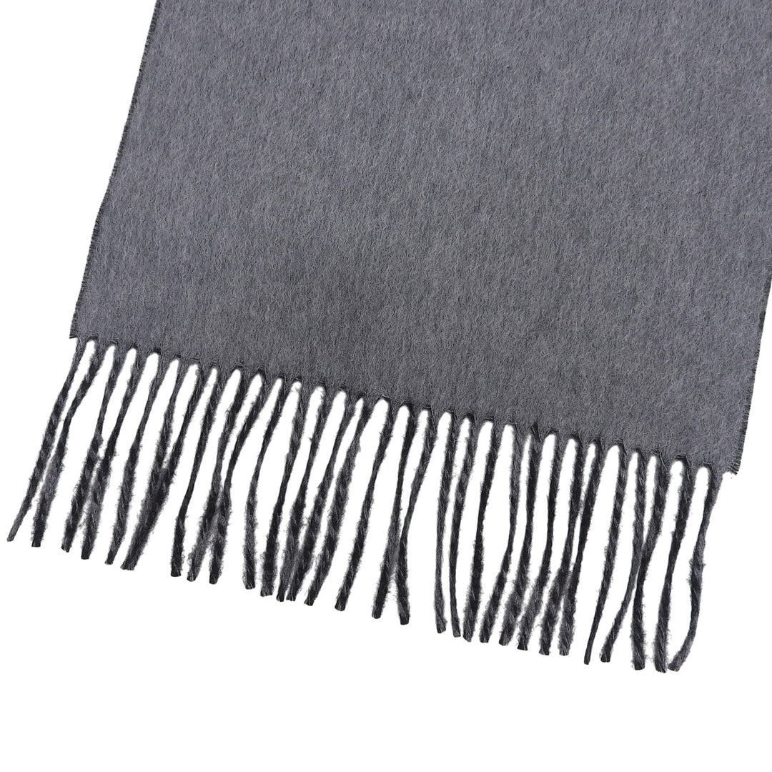 Pristine Dunhill Scarf 100% fringed logo embroidery gray cashmere mens