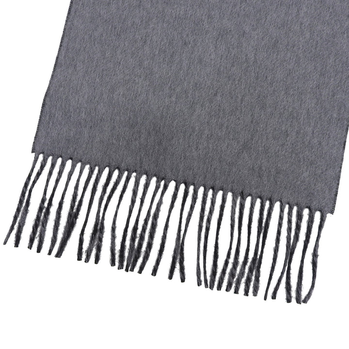 Pristine Dunhill Scarf 100% fringed logo embroidery gray cashmere mens