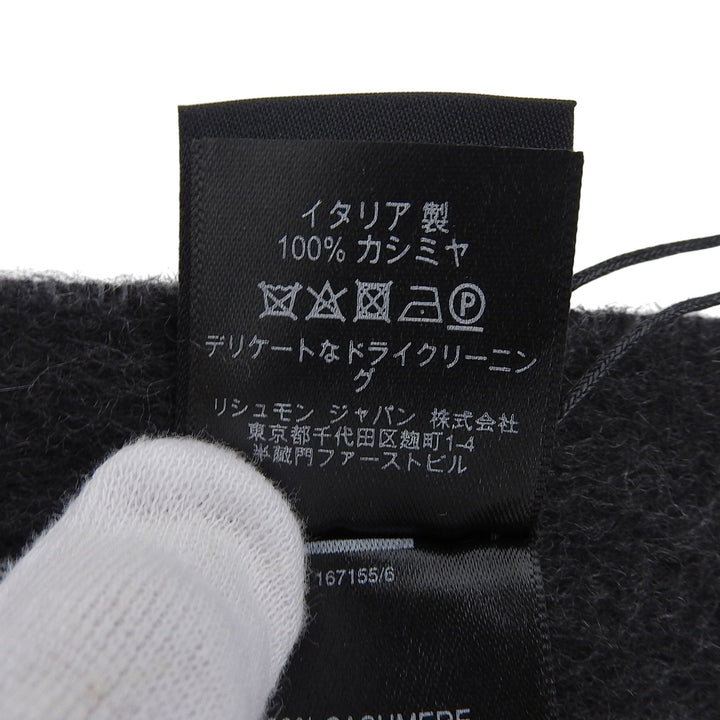 Pristine Dunhill Scarf 100% fringed logo embroidery gray cashmere mens