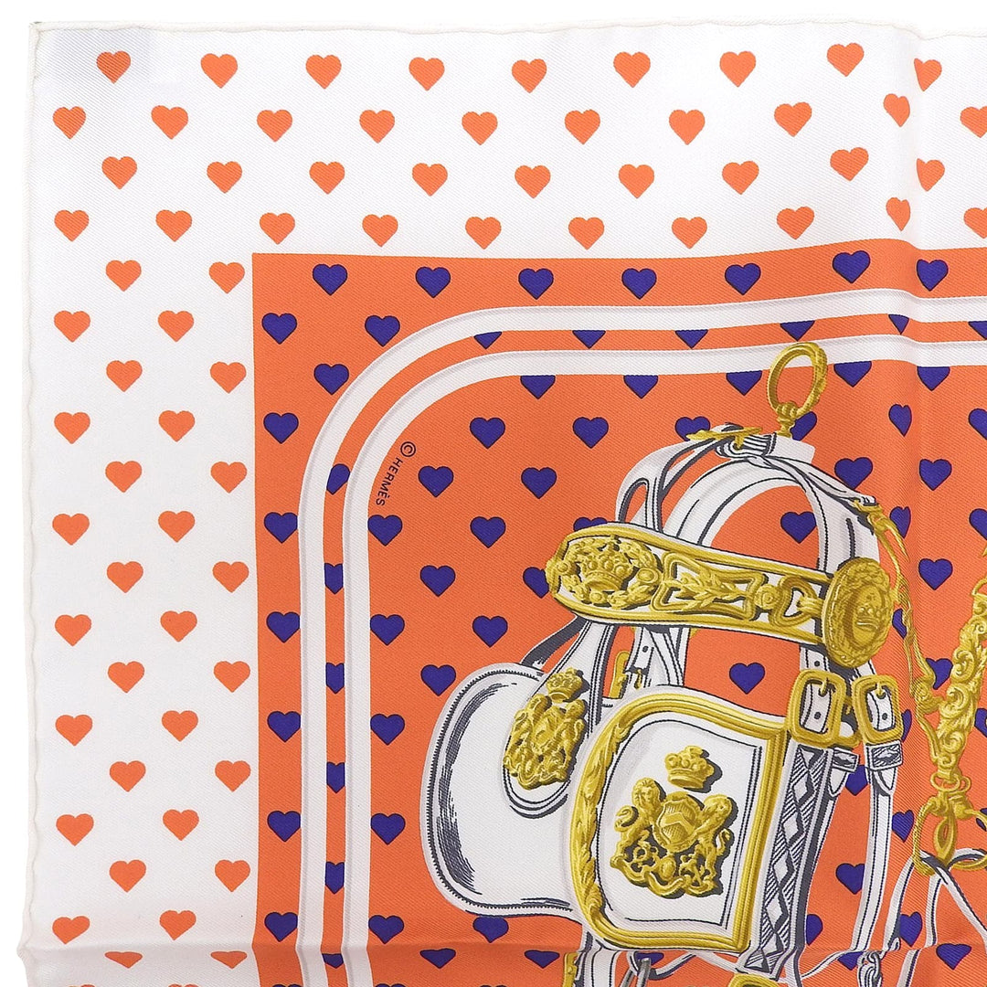 Pristine HERMES scarf Carré 45 BRIDES de GALA LOVE Heart Pattern Multi silk