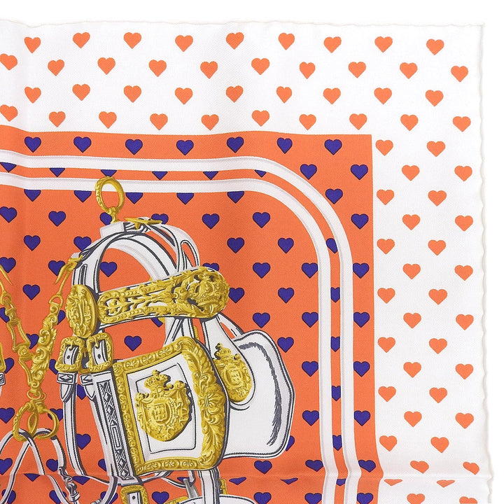 Pristine HERMES scarf Carré 45 BRIDES de GALA LOVE Heart Pattern Multi silk