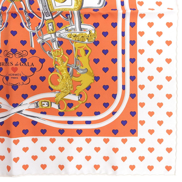 Pristine HERMES scarf Carré 45 BRIDES de GALA LOVE Heart Pattern Multi silk