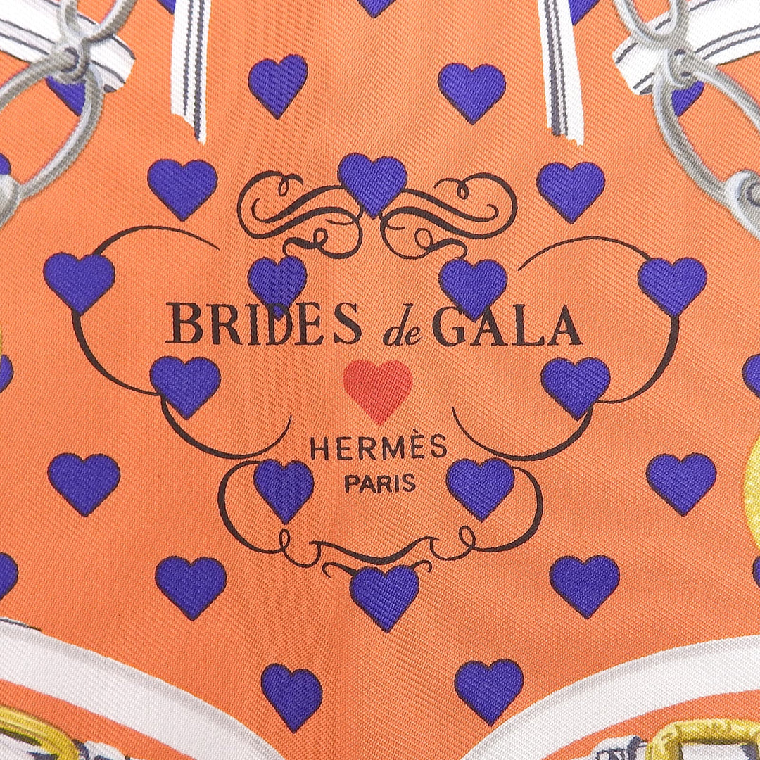 Pristine HERMES scarf Carré 45 BRIDES de GALA LOVE Heart Pattern Multi silk