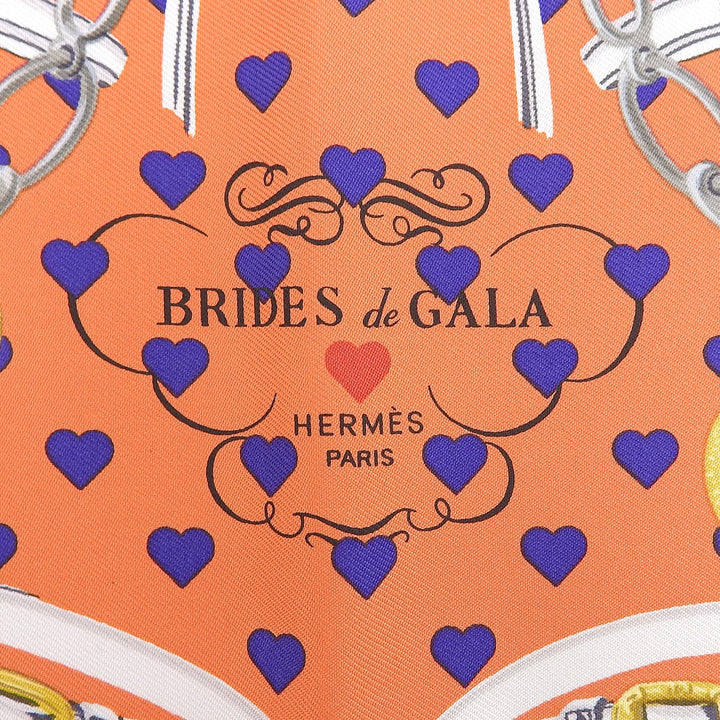Pristine HERMES scarf Carré 45 BRIDES de GALA LOVE Heart Pattern Multi silk