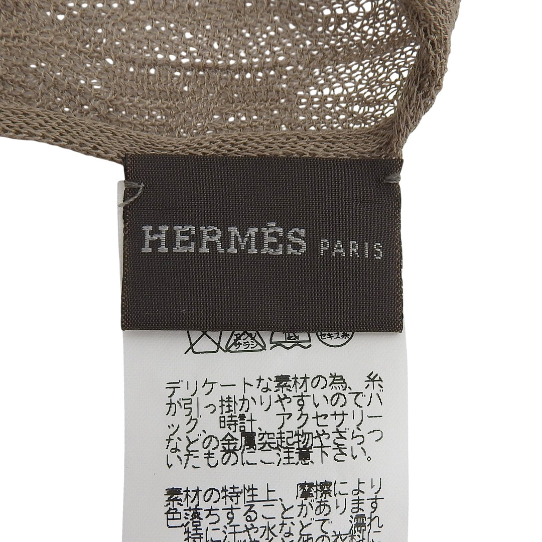Great HERMES Scarf All-over H pattern knitting Brown cotton Women